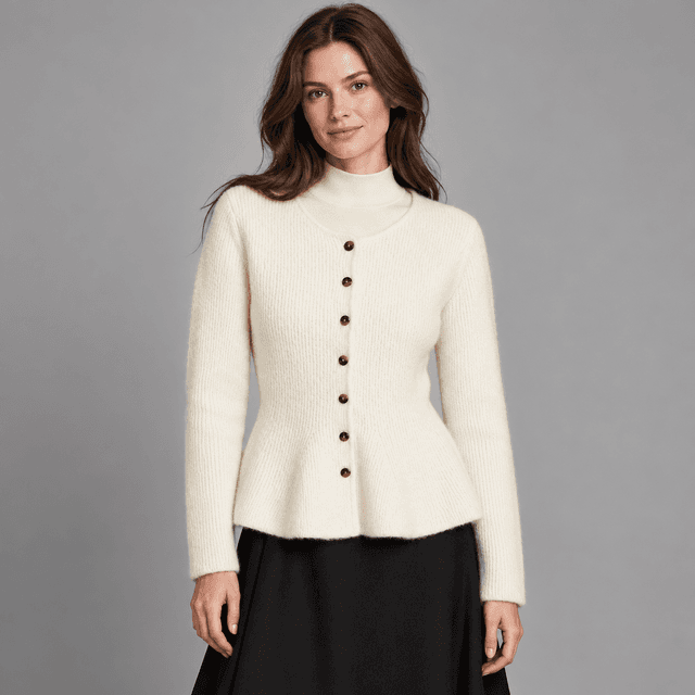 Rib-Knit Peplum Cardigan