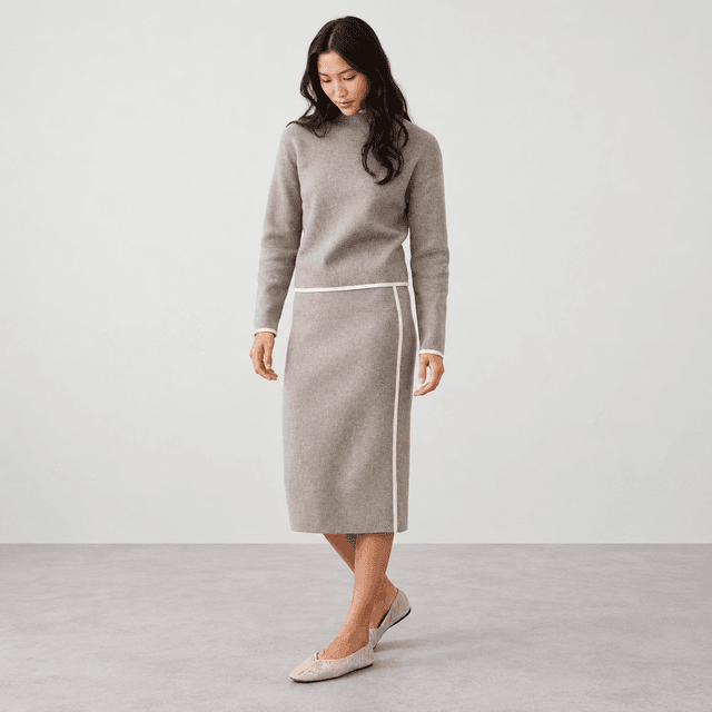 Contrast Midi Sweater Skirt